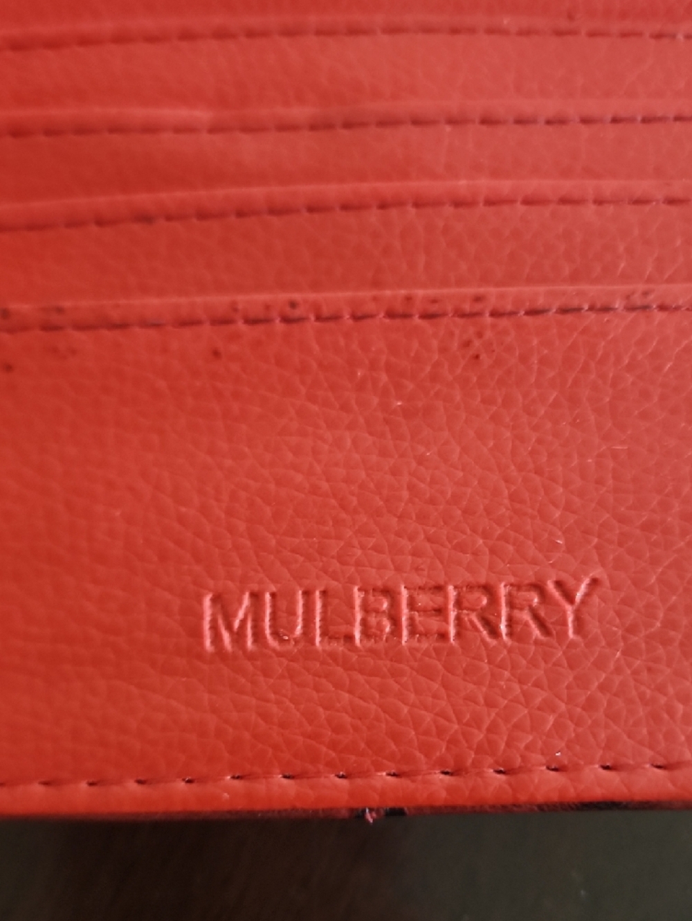 Mulberry Red Ostrich Embossed Leather Wallet Gold Tree Medallion Flap - Picture 6 of 8